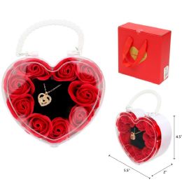 72 Bulk 4.5"x5.5" Necklace Gift Set W/ Roses