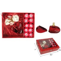 24 Bulk 8.5" X 2.3" X 7" BEAR, PERFUME, & ROSES IN GIFT BOX