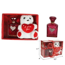 24 Bulk 8.5" X 4" X 3.7" Bear W/ Heart & Perfume In Gift Box