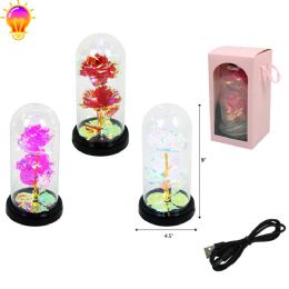 24 Bulk 9" LighT-Up Roses In Glass Dome