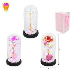 12 Bulk 8" Matallic Rose With Light In Glass