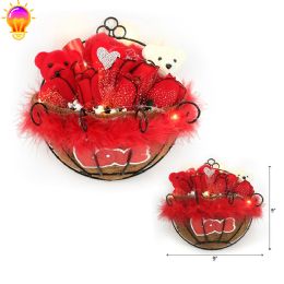 24 Bulk 9' Bear With Heart, Light And Flower In Nest