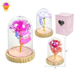 48 Bulk 4" X 5.5" Crystal Flower In Glass & Light