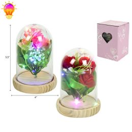 48 Bulk 4"x5.5" Flower In Glass W/ Light