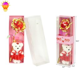 72 Bulk 10.5" Metallic Flower With Bear & Light