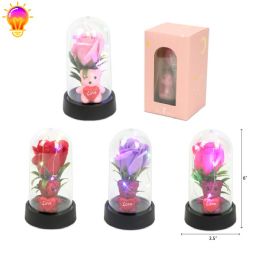 48 Bulk 6' Glass Dome With Flowers, Bear &light