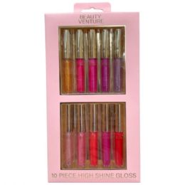 12 Bulk Beauty Venture 10 Piece High Shine Lip Gloss Set In Bright Tones