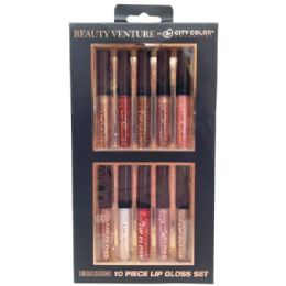 12 Bulk Beauty Venture 10 Piece Lip Gloss Set In Natural Metallic Tones