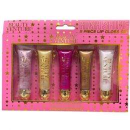 12 Bulk Beauty Venture Gold Diamond Cap 5 Piece High Shine Lip Gloss Set