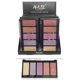 16 Bulk Amuse Cosmetics Cosmic Glow Highlighter Palette In Countertop Display