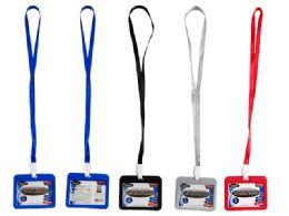 144 Bulk ID CARD HOLDER With NECK STRAP 4"X3" HOR 4 Assorted Colors