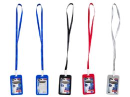 144 Bulk ID CARD HOLDER With NECK STRAP 2.75"X4.4" 4 Assorted Colors