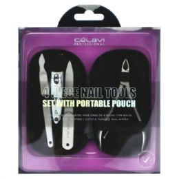 12 Bulk Celavi Professional 4 Piece Nail Tools Set With Carrying Case
