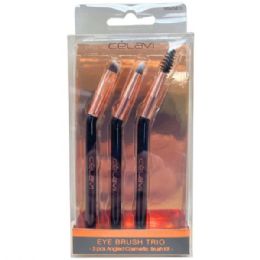 24 Bulk Celavi 3 Piece Sngled Cosmetic Eye Brush Kit