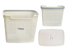 24 Bulk Plastic Beige Large Basket With Handle