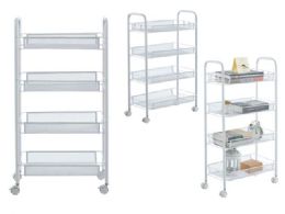 Bulk 4-Tier Metal Rolling Cart White