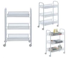 Bulk 3-Tier Metal Rolling Cart White