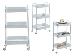 Bulk 3-Tier Metal Rolling Cart White
