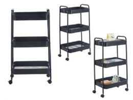 Bulk 3-Tier Metal Rolling Cart Black