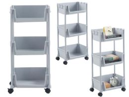 Bulk 3-Tier Metal Rolling Cart Plastic Grey
