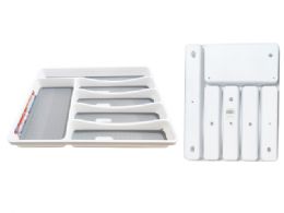 12 Bulk 6 Section Cutlery Holder 12.75"x15.8"x1.6" White And Grey