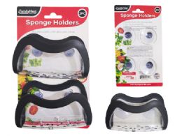 48 Bulk SPONGE HOLDER 2-Piece with SUCTION CUPS 4.34"X2.37"X1.97