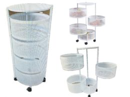 Bulk 4 Tier White Circular Rolling Cart 