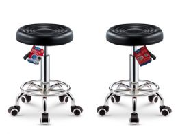 2 Bulk Black Rolling Stool Adjustable Height