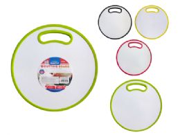 24 Bulk Plastic Round Cutting Board Assorted Color 11.85-inch Diameter