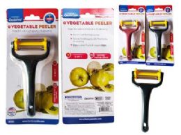144 Bulk VEGETABLE PEELER 3-IN-1 3" X6" Long BLUE YELLOW Color