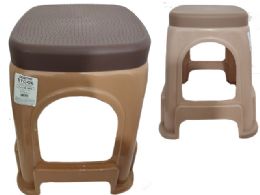 12 Bulk Plastic Stool - Coffee and mocha color