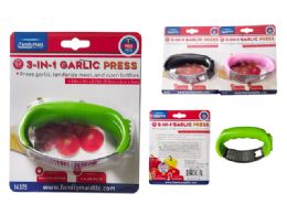 96 Bulk GARLIC PRESS TENDERIZER BOTTLE OPENER 3 Assorted Colors