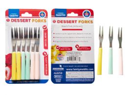 144 Bulk DESSERT FORKS 6-Piece 5.75" Long PINK YELLOW GREEN