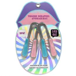 40 Bulk Sayah 2 Pack Easy Blue Stainless Steel Tongue Scraper Set