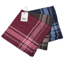 24 Bulk 3pk Men's Handkerchiefs [plaid] 14"x14"