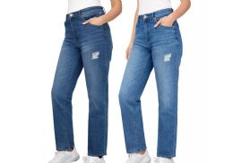 24 Bulk Women's Straight Ripped Baggy Jeans