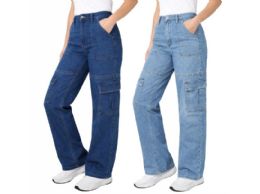 24 Bulk Women's Cargo Zip Jeans Straight cut