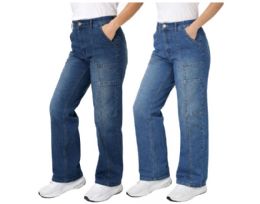 24 Bulk Women's Side Pockets Jeans Straight cut