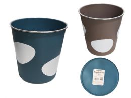 48 Bulk Trash Can 9" Diameter X9.25" High Blue Silver