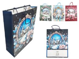 96 Bulk Merry Christmas Gift Bag Glittered Large