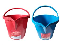 24 Bulk PAIL BUCKET Plastic 10L WITH HANDLE BLUE RED GREEN