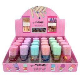 72 Bulk Mini Glitter Nail Polish In Countertop Display
