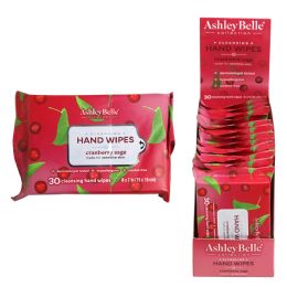 24 Bulk Hand Wipes 30ct 6x7 Scented Cranberry Sage Ashley Belle