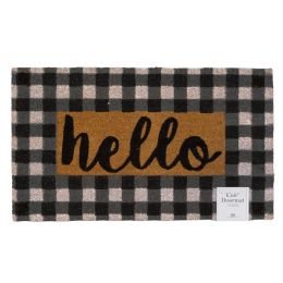 6 Bulk Doormat 17.5x29.5 Checker Hello Coconut Coir/pvc