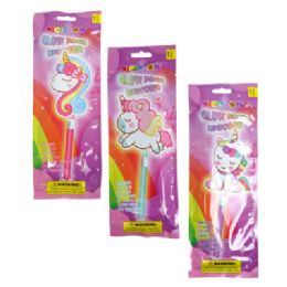 48 Bulk Glow Wand Unicorn 3ast Ea In Printed Bag Age 4+