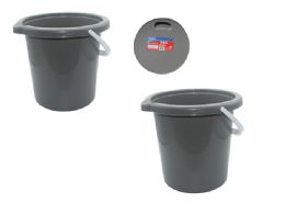 24 Bulk PAIL 11L 11.6" Diameter X10.5" High GREY and WHITE HANDLE