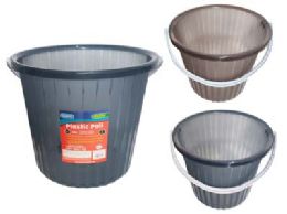 12 Bulk PAIL JUMBO 18L 18.8" X 11.81" High BLUE BROWN