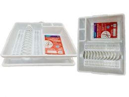 24 Bulk PLASTIC DISH RACK with TRAY 14.6"X18"X3.25" High WHITE