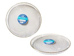 24 Bulk CRYSTAL-LIKE TRAY Round with GOLD TRIM 11.75" Diameter