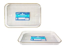 24 Bulk CRYSTAL-LIKE TRAY GOLD TRIM 11.8X8X1" High